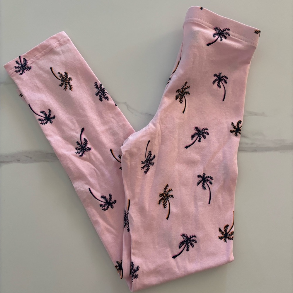 Old Navy Pink Palm Tree Print Kids Leggings